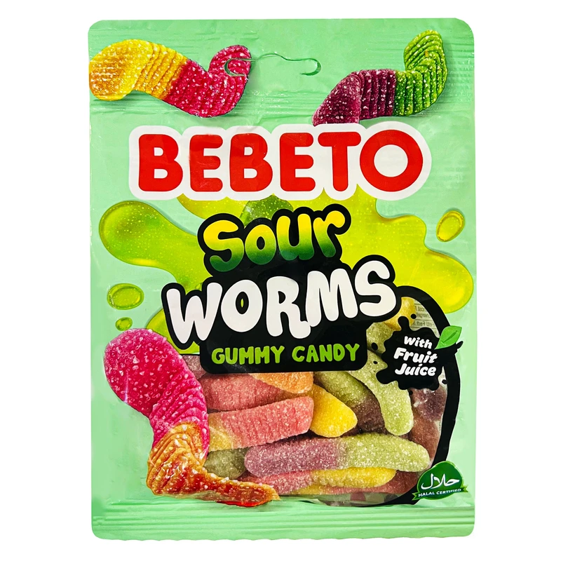 پاستیل شکری SOUR WORMS ببتو 12 عددی- 80 گرم