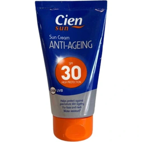 کرم ضدافتاب ضدپیری سین Cien حاوی SPF30 بی رنگ مناسب پوست حساس و رنگ روشن 75 میل