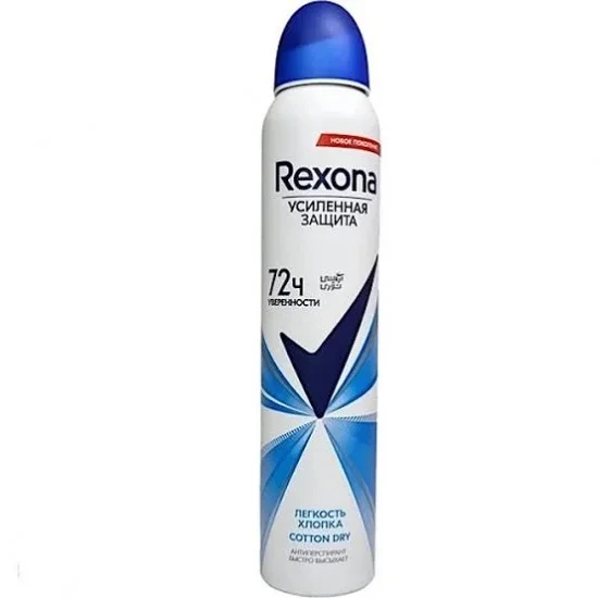 اسپری ضد تعریق زنانه رکسونا Rexona مدل Cotton Dry روسی حجم ۲۰۰ میل